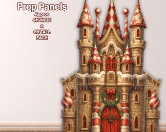 H6820 Christmas castle prop panel.  Approximately 4FTX6FT. Score to ship. Stands Not Included