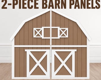 2 Piece Brown Barn Party Panels, Display, Coroplast, Contour Machine Cut, UV Printed. 7ft wide x 6 ft tall