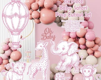 H6014 It’s a girl - 6 piece Baby safari prop cut outs