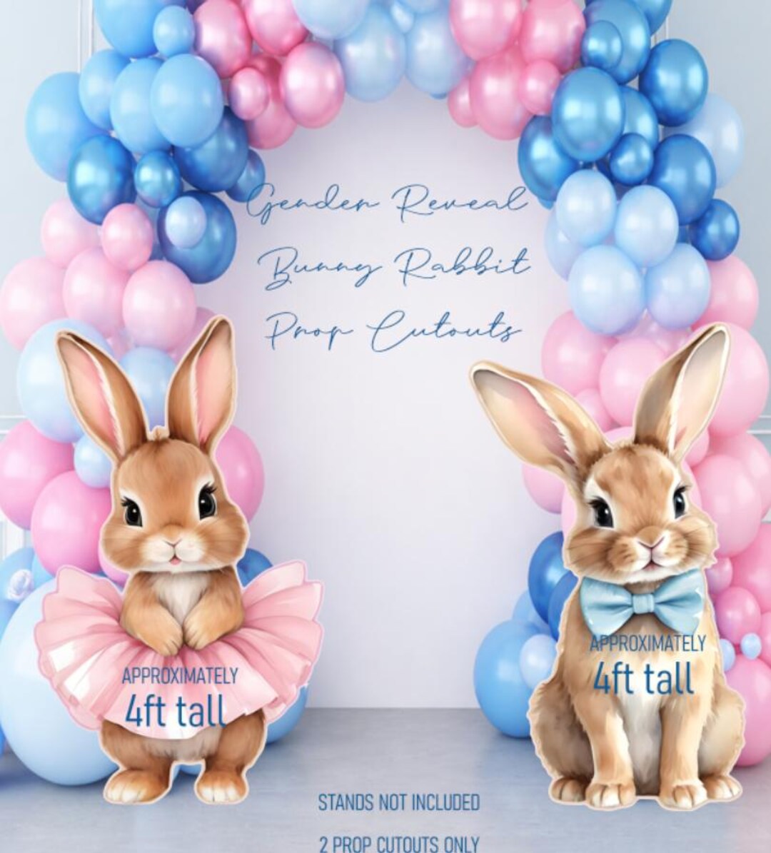 Gender Reveal Spring Bunnies. Spring Bunny Rabbits Cutouts, Stands Not ...