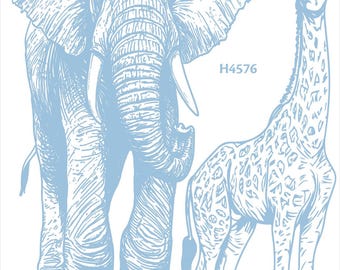 H4576 Blue  elephant approx. 5 ft  and giraffe Approx 5.5 ft. Prop. Stands not included and scored to ship