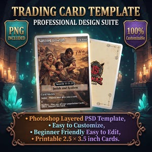 Editable Bible Game Cards, Scripture Trading Card Layout,  Printable Custom Card Maker