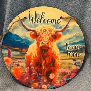 Welcome Highland Cow Door Hanger