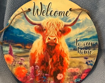 Welcome Highland Cow Door Hanger