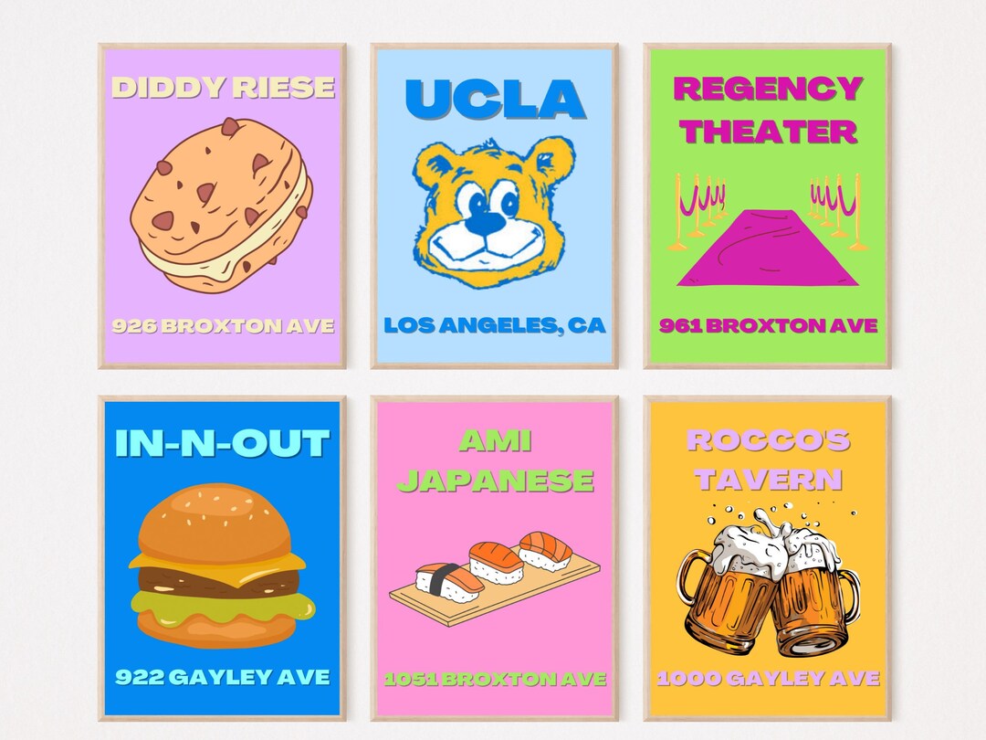 UCLA Digital Prints, Trendy College Posters, Set of 6 Print Posters Etsy