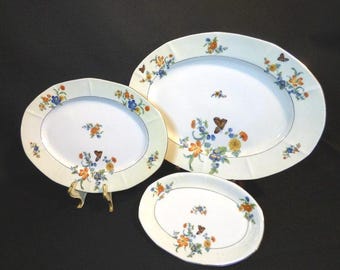 Floral Victoria China Czechoslovakia Serving Platters (3)