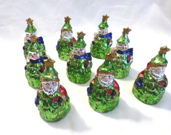 Cornerstone Creations Santa and Snowman Tree 5 inch Glass Bells
