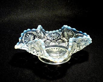 Ruffled Blue-Edged Relish Dish