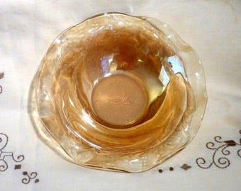 Vintage Golden Depression Glass Serving Bowl 9 1/2"