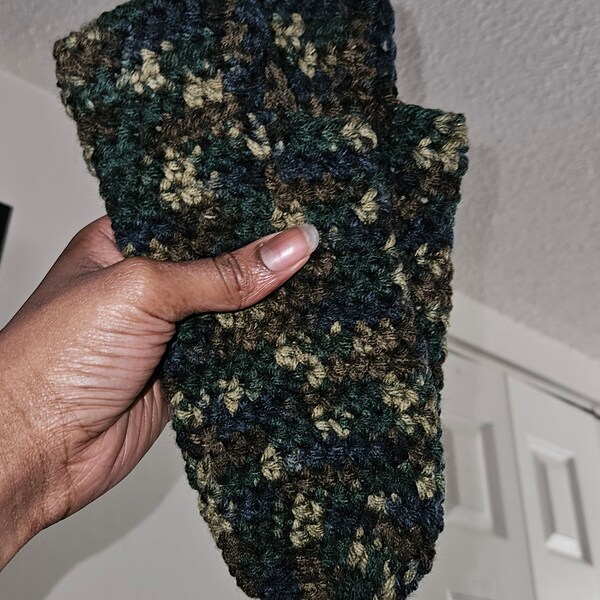 Women's Camo Crochet Footies | Crochet Socks | Crochet Slippers