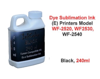 Dye Sublimatie Inkt Zwart 240ml, (E) printers model WF-2520, WF-2530, WF-2540 1 Fles