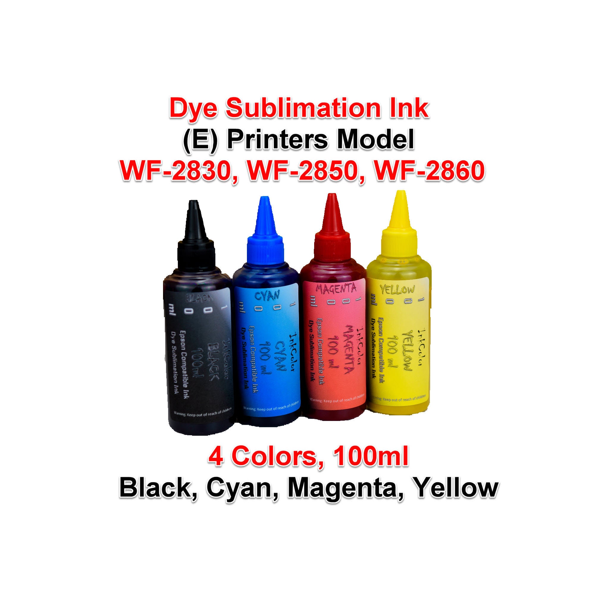 5x100ml Sublimation Ink for Epson Wf-3720 Wf-3730 Wf-3733 Printer T702 702  Refillable Ink Cartridges CISS for Heat Press 