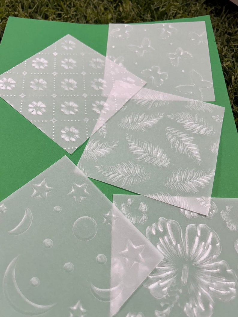 10 Vellum Embossed Paper Squares - Etsy