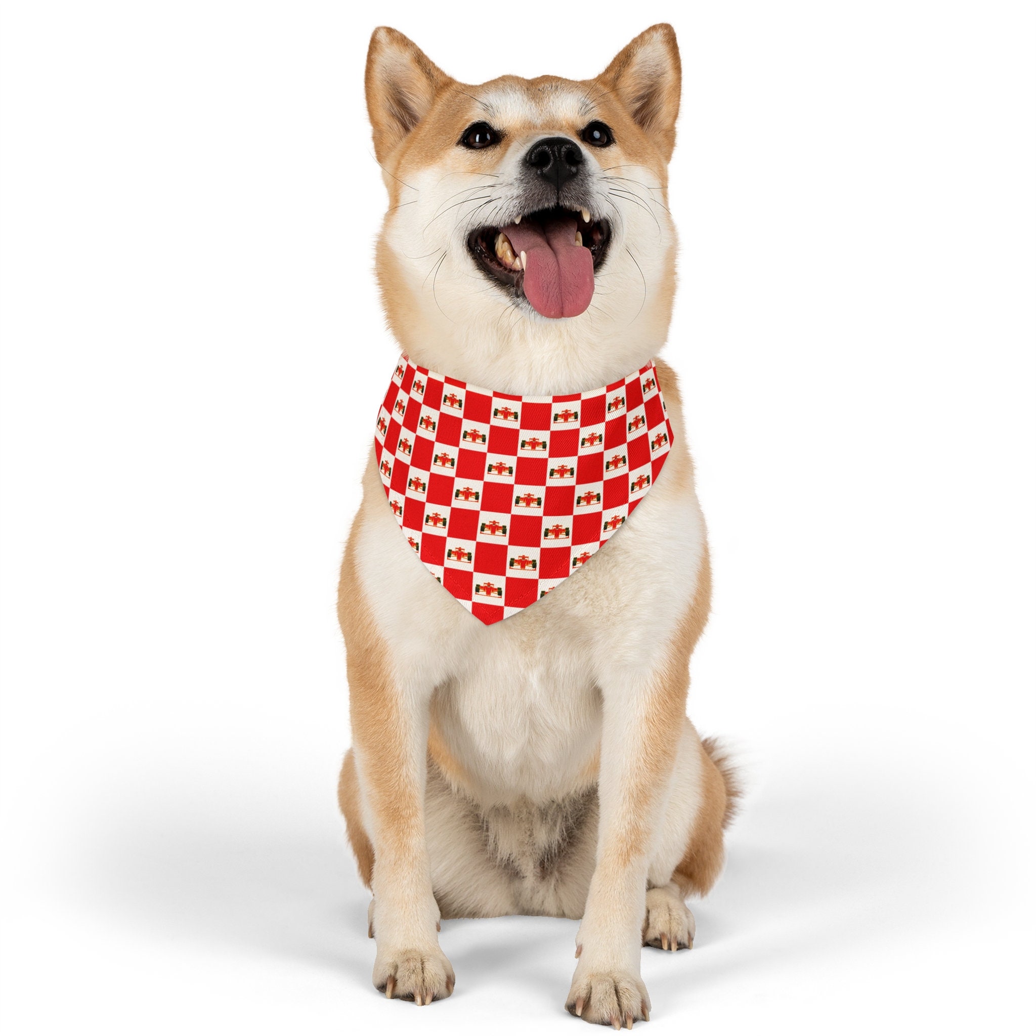 Ferrari formula 1 red checkerboard race car pet bandana collar f1