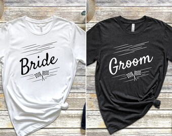 Matching Bride and Groom Racing Shirts, Wedding Honeymoon Tops