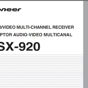 Pioneer audio video multi channel receiver VSX 920 operating instructions owners manual PDF digital download