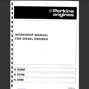Perkins 4.108M, 4.107M and 4.99M diesel engines Workshop Service Manual PDF