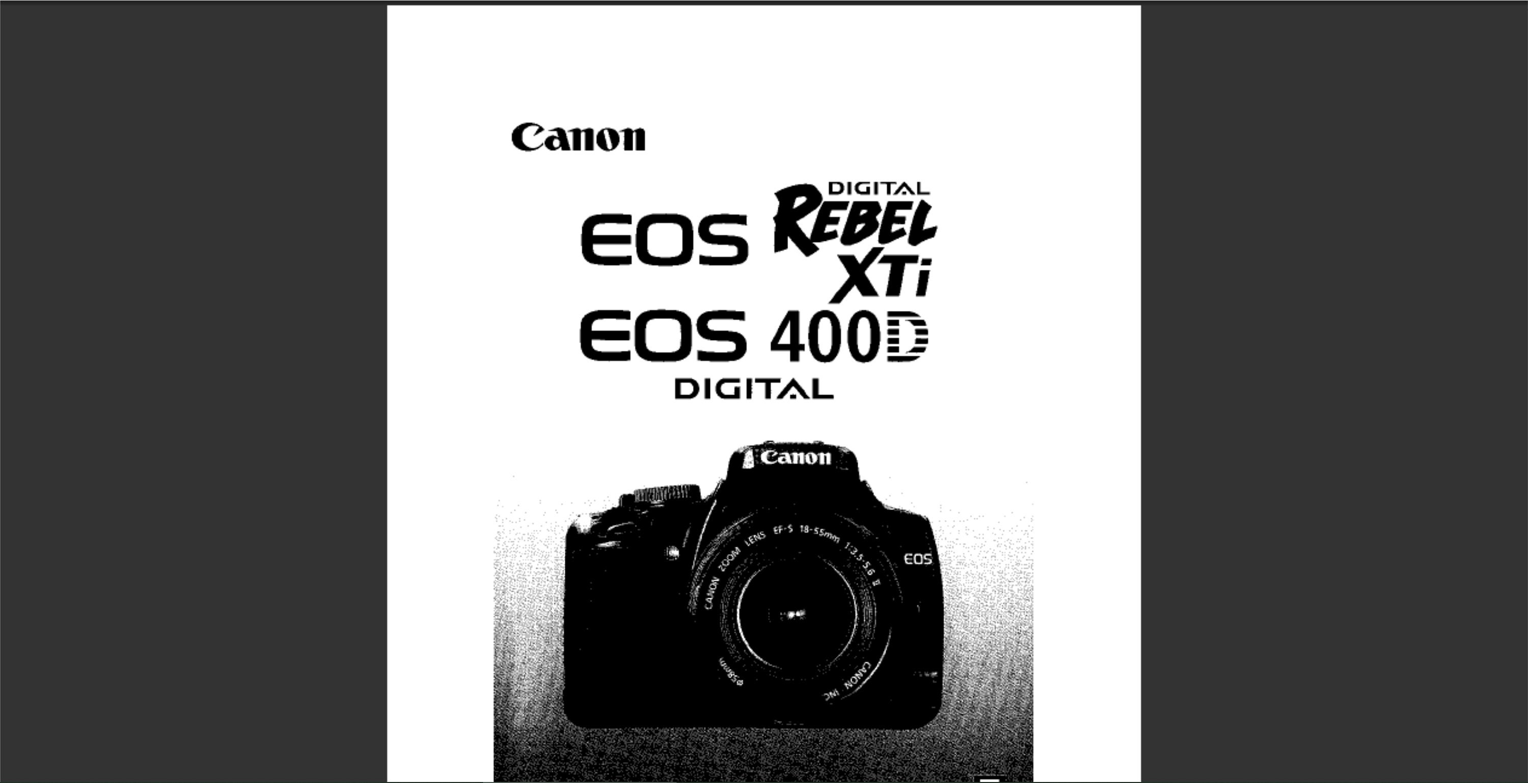 Canon EOS 400D Rebel XTi user owners manual PDF digital download