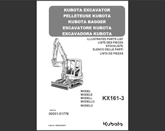 Kubota KX161-3 Excavator spare parts list Manual PDF digital download