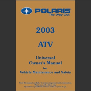 2003 Polaris Universal AtV Onderhouds- en gebruikershandleiding pdf