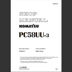 Komatsu PC58UU-3 excavator workshop service manual PDF