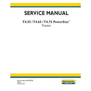 New Holland T4.55 T4.65 and T4.75 Power Star Tractor Part number 84419869A Workshop Service Manual PDF