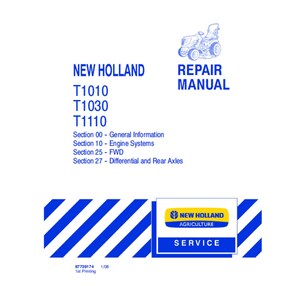 New Holland T1010 T1030 and T1110 Tractor Workshop Service Manual PDF Download