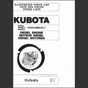 Kubota V2203-BBS-EC-1 Diesel Engine spare parts list Manual PDF digital download