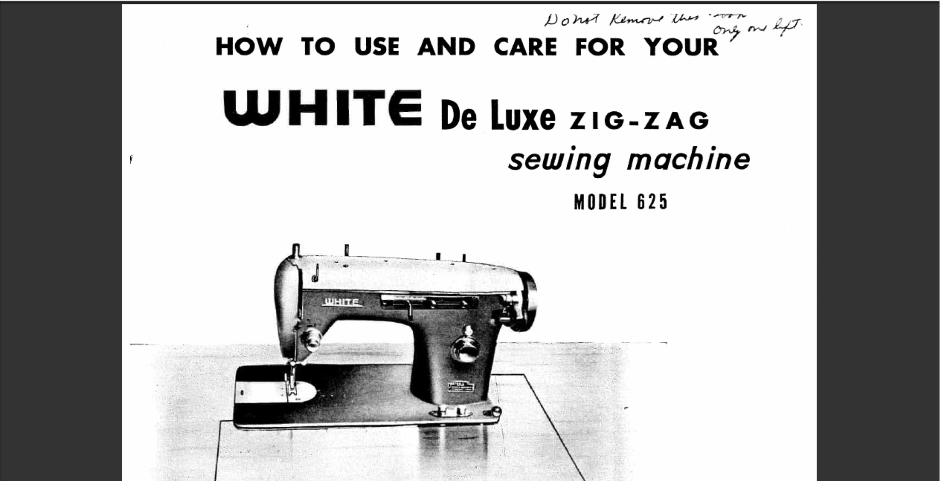 White De Luxe Zig-zag 625 Owners Manual PDF Digital Download