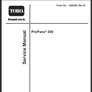Manual de serviço de oficina Toro ProPass 200 download digital em PDF