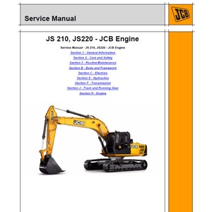 JCB JS210 JS220 JCB Engine Excavator Publication 9813/2400-2 Workshop Service Manual pdf digital download