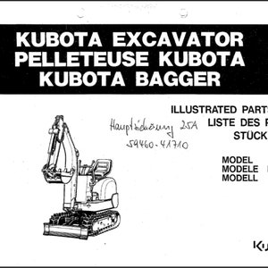 Kubota K-008a K-008α Excavator spare parts list Manual PDF digital download
