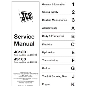 JCB JS130 and JS160 Excavator Publication Number 9803/6410 Workshop Service Manual pdf download