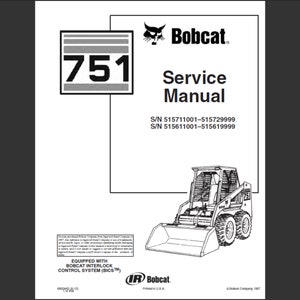Bobcat 751 Skid Steer Loader Workshop Service Manual PDF digital download 1