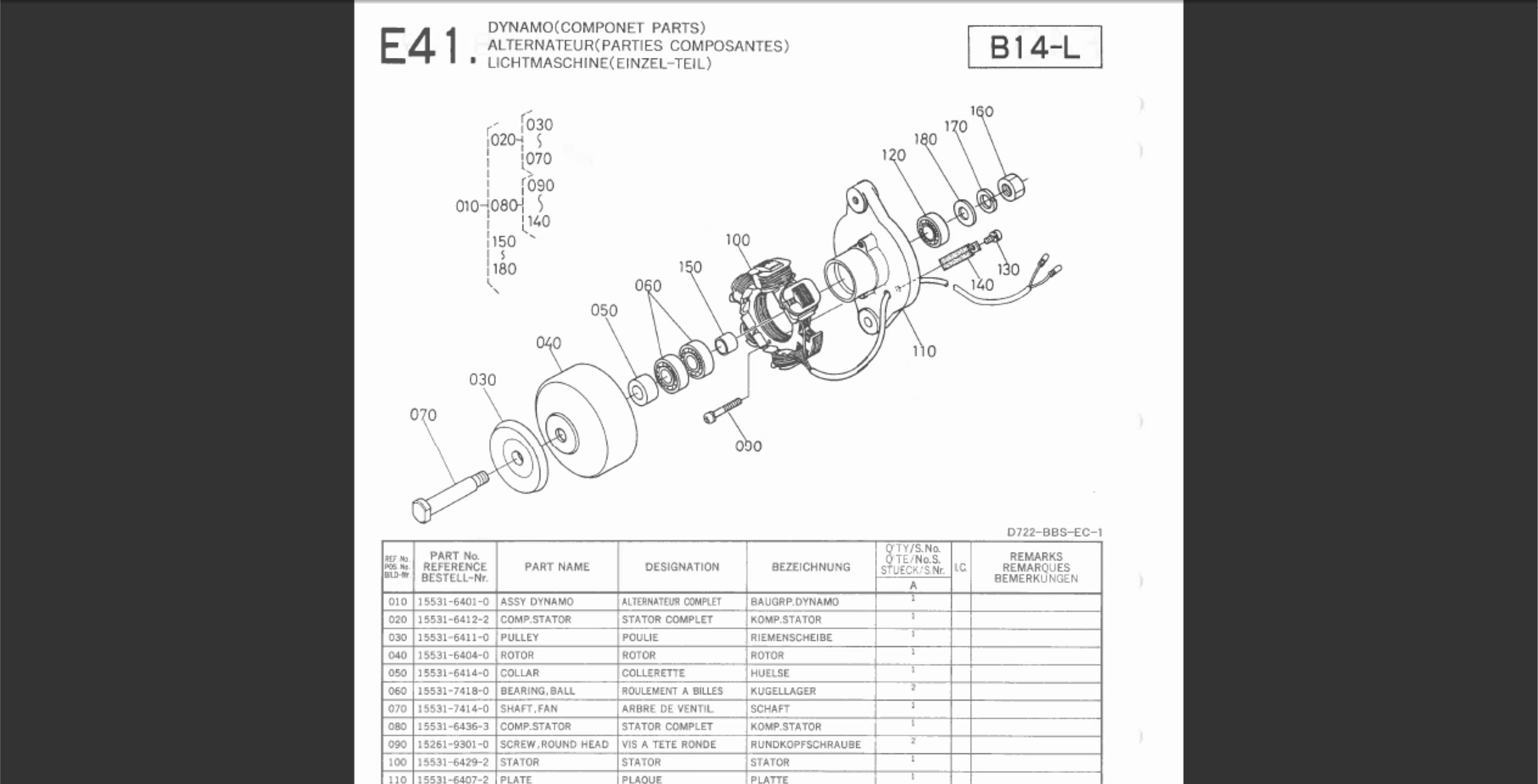 Kubota D722BBSEC1 Diesel Engine Spare Parts List Manual PDF Digital