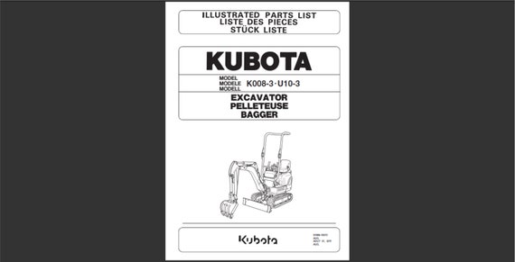 ■■Midori Kubota②■■N-VAN付属品・書類一式 Kubota K008-3 and U10-3 Excavator Spare Parts List Manual