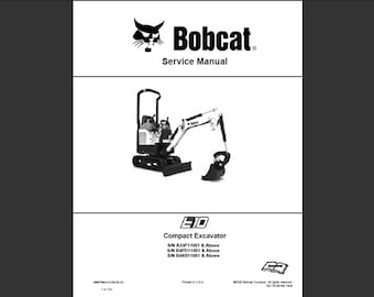 Bobcat E10 Bagger-Werkstatt-Servicehandbuch als PDF-Digitaldownload