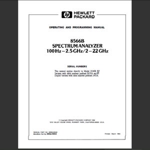 Hewlett Packard HP 8566B bedienings- en programmeerhandleiding en prestatietests en aanpassingshandleiding PDF digitale download