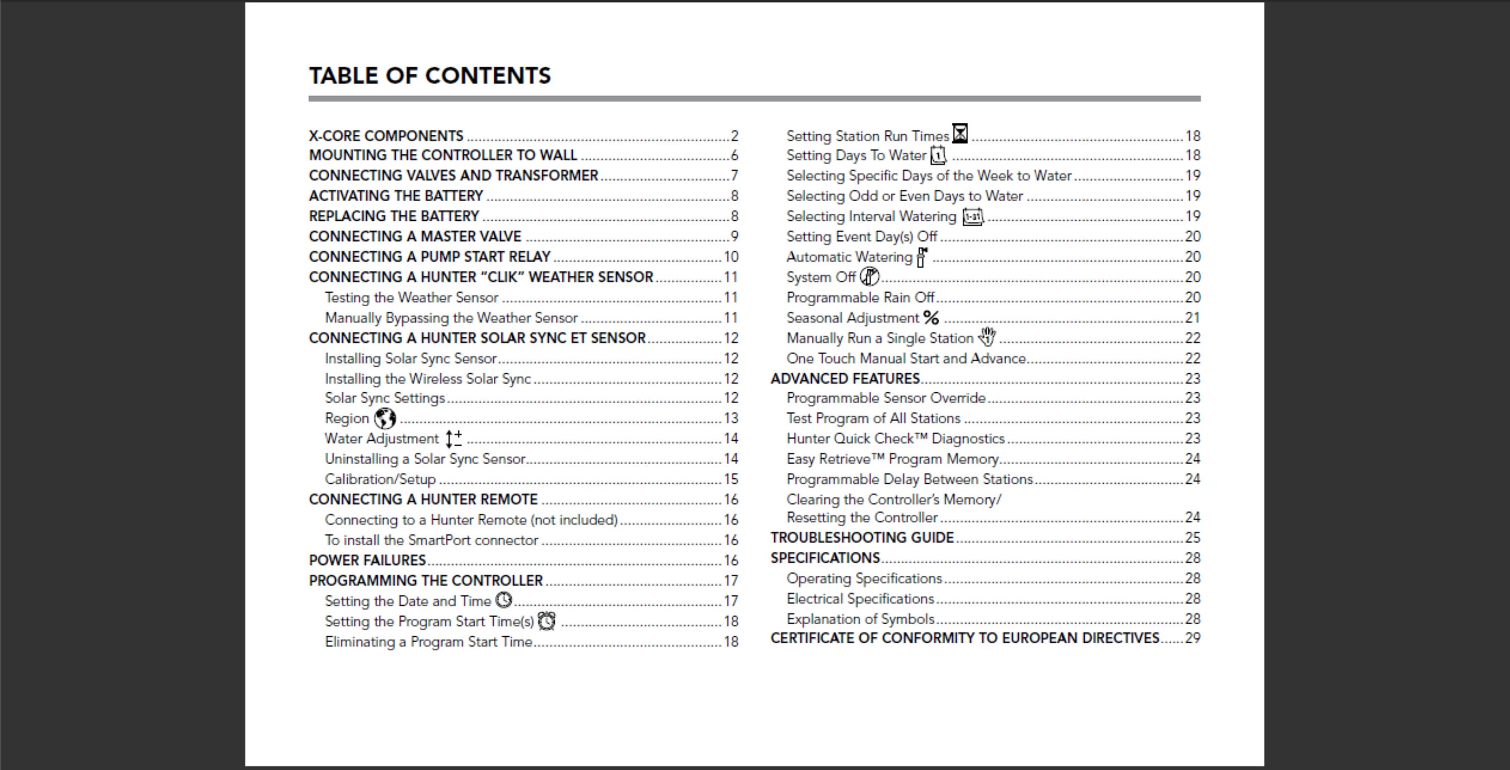 Hunter Xcore Owners Manual and Programming Instructions PDF Digital