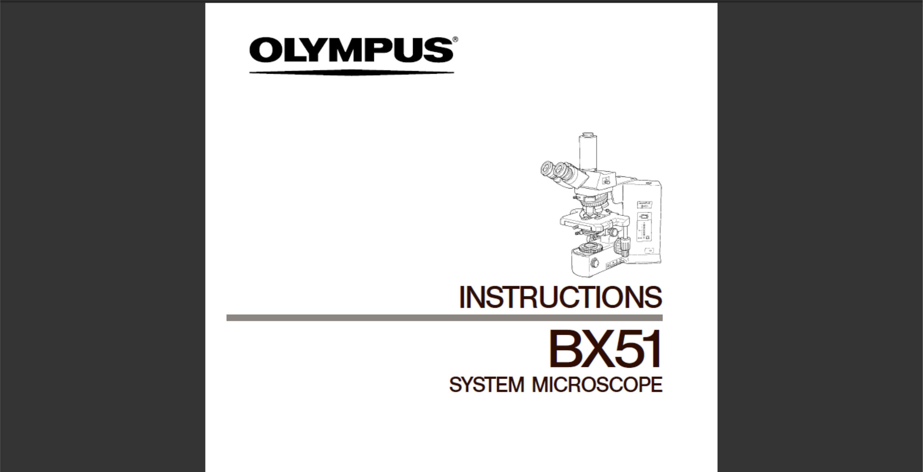 Olympus BX51 Microscope Manual PDF Digital Download - Etsy