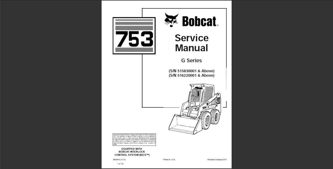 Bobcat 753 Skid Steer Loader Workshop Service Manual PDF Digital Download 2 - Etsy