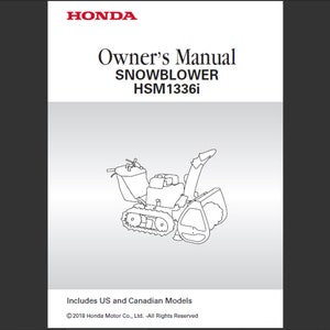 Honda HSM1336i snow blower snowblower Maintenance and Owners Manual PDF digital download