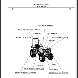 Kubota B2410HSD tractor spare parts list pdf digital download
