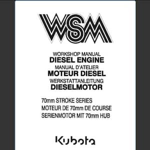 Kubota 70mm STROKE SERIES Diesel Engine Service Workshop Manual PDF digital download