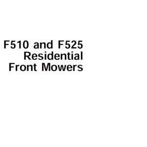 John Deere F510 and F525 Residential Mower Repair Technical Manual TM1475 PDF