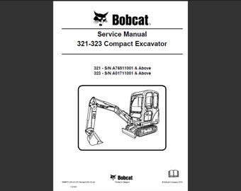 Bobcat 321 and 323 Excavator Workshop Service Manual PDF digital download