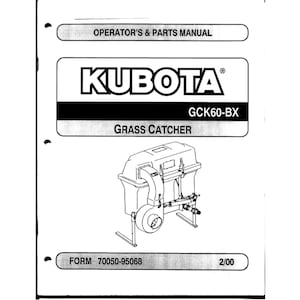 Kubota GCK60 BX Grass Catcher operators and spare parts list manual pdf digital download