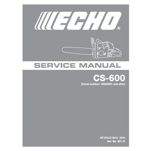 Echo CS-600 Chainsaw chain Saw Workshop repair Service manual pdf