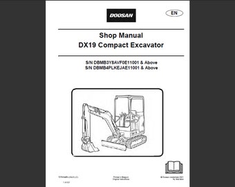 Doosan Bobcat DX19 Bagger Werkstatt Service Handbuch PDF digitaler Download