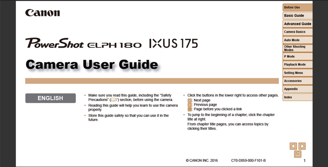 Canon Powershot ELPH 180 IXUS 175 User Owners Manual PDF Digital Download Etsy